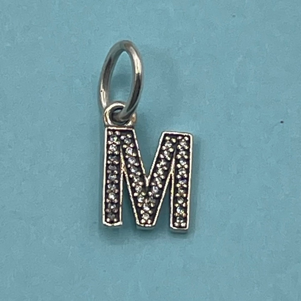 Pandora Alphabet Letter M Dangle Charm 791325CZ Sterling Silver CZ Pendant
